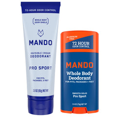 Mando cream application shows smooth invisible coverage for all-day odor control.