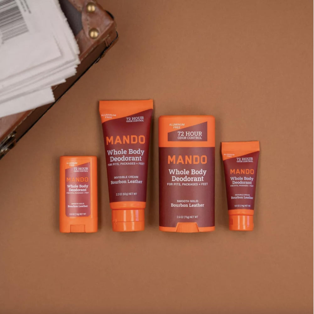 Mando whole body deodorant cream texture close-up demonstrates invisible application.