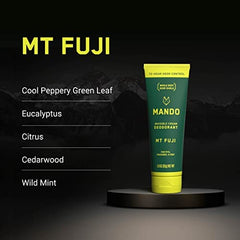 Mando Mt Fuji deodorant jar back reveals ingredients and safety features