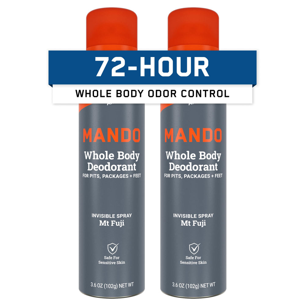 Mando Mt Fuji deodorant pack front view showing dual cans for all-day freshness
