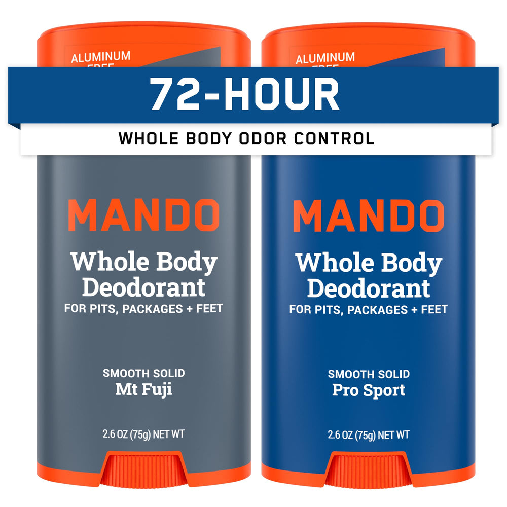 Mando whole body deodorant Mt Fuji stick two-pack on a clean surface for all-day odor control.