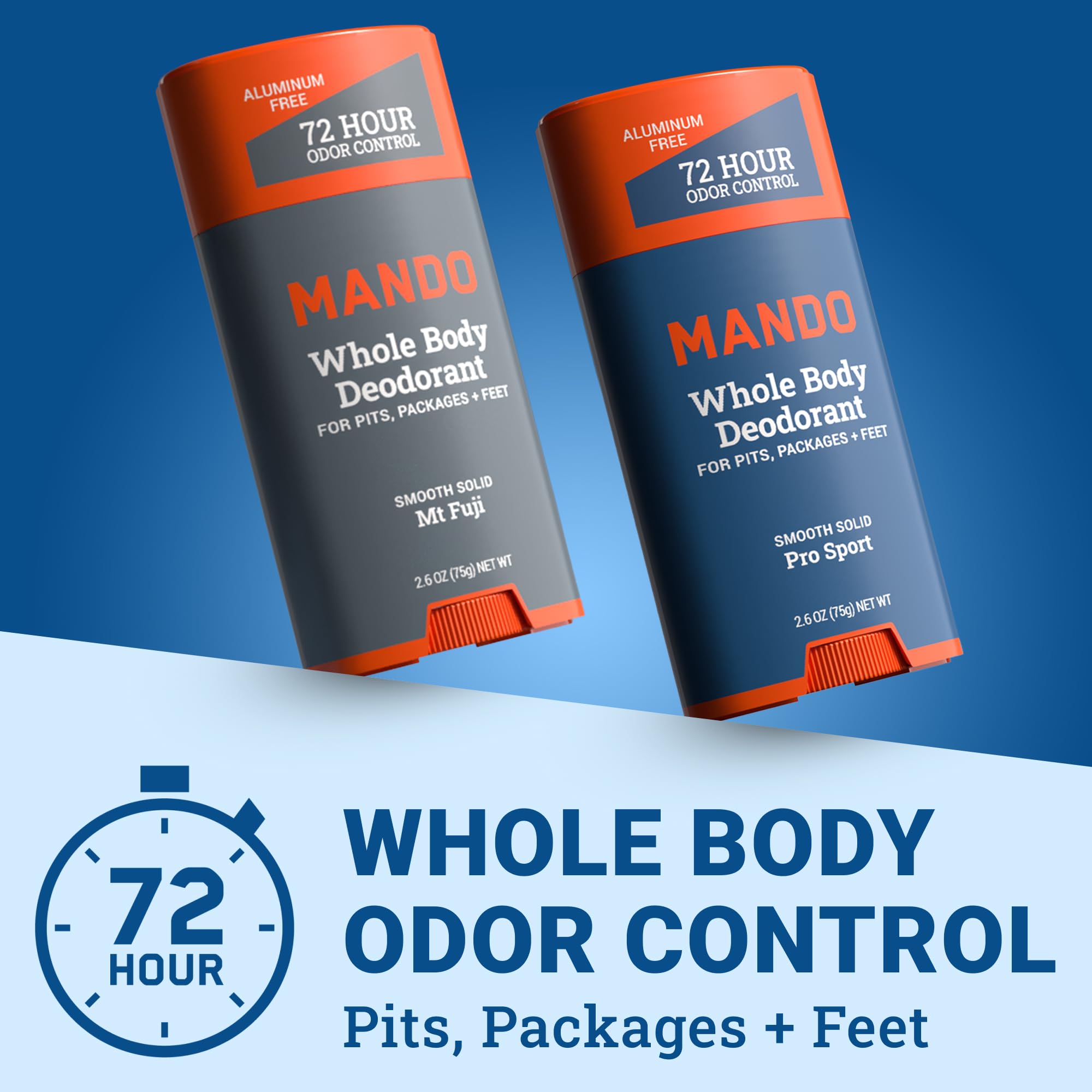 Mando Mt Fuji deodorant stick close-up showing smooth texture and skin-friendly formula.