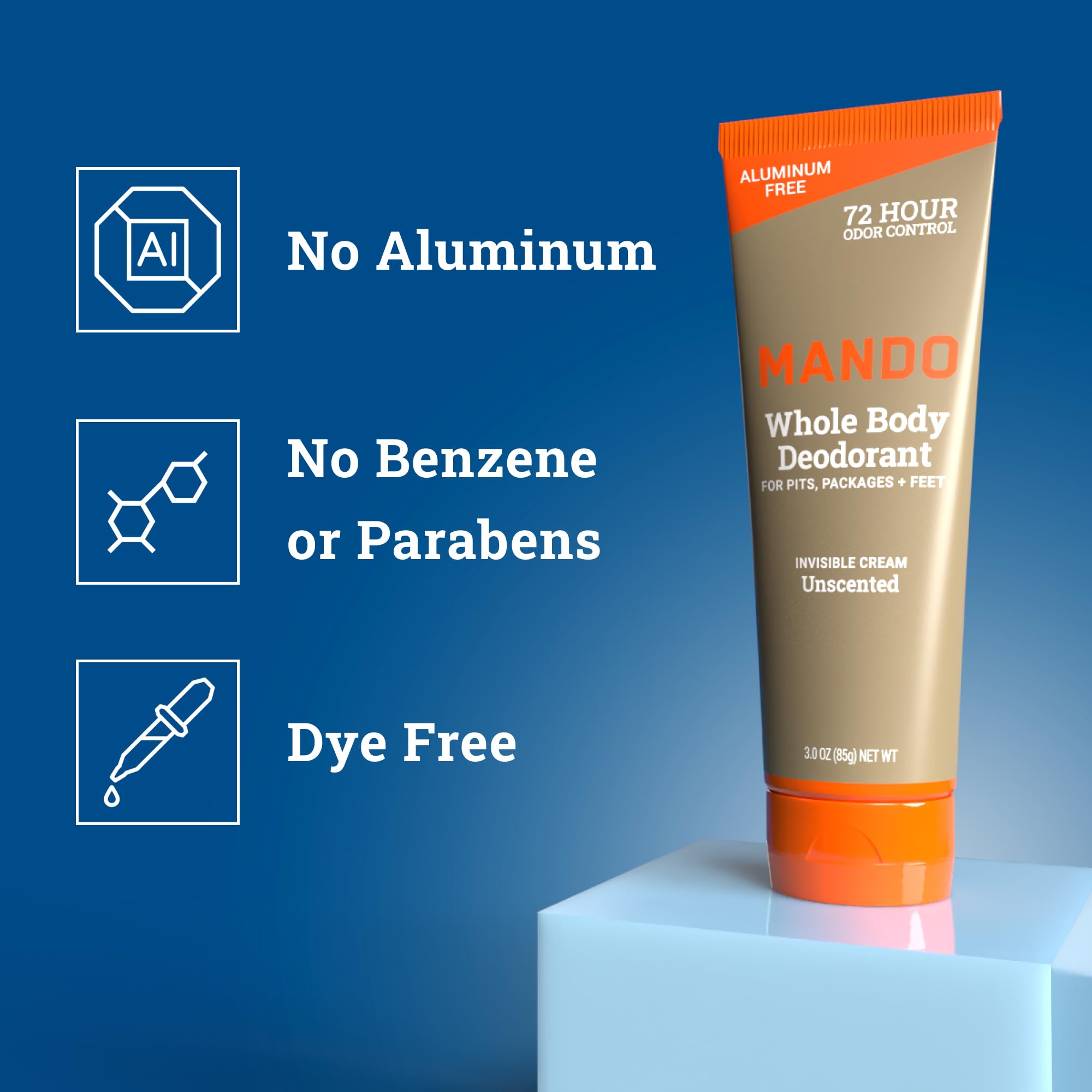 Mando no-residue finish on skin underscores invisible protection.