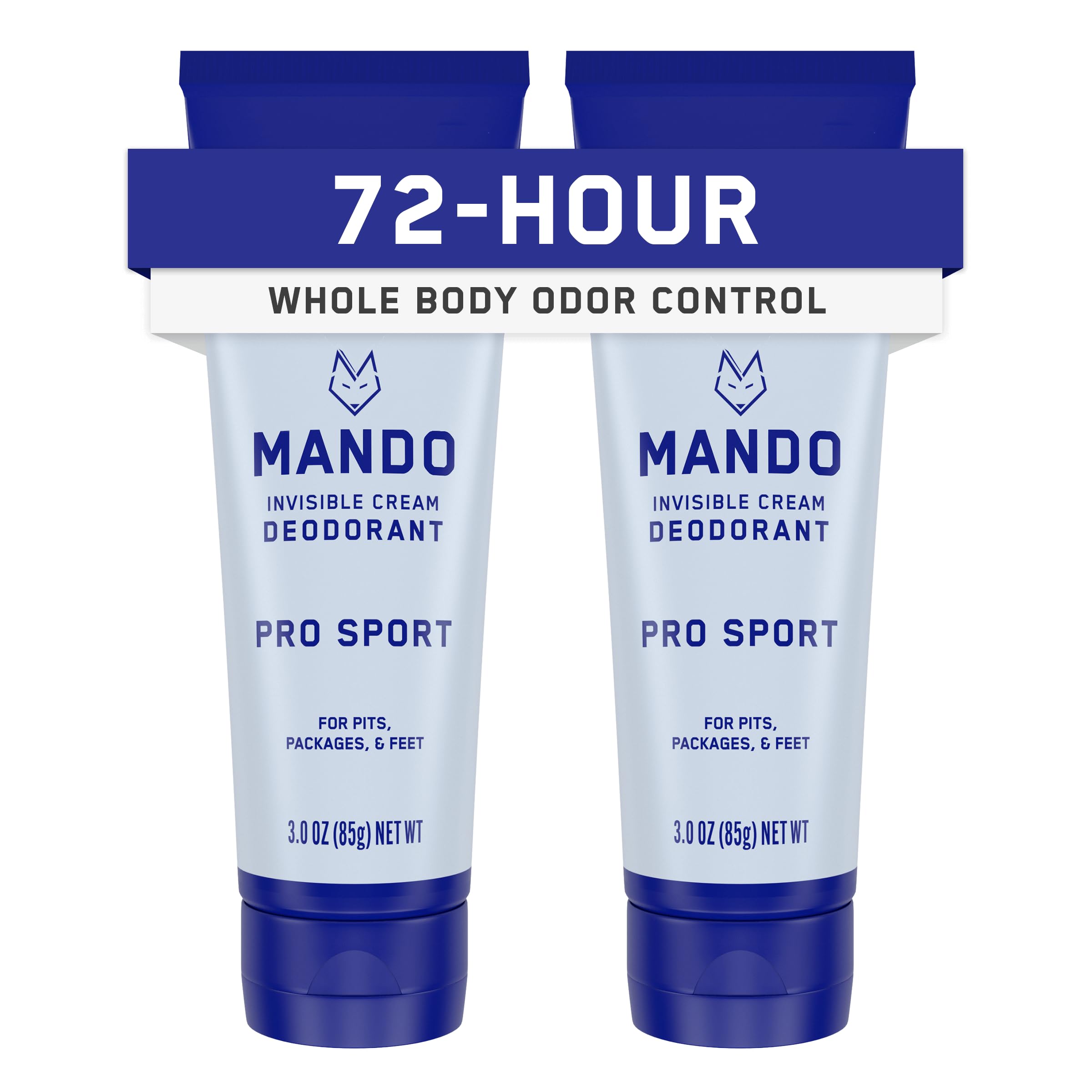Mando Whole Body Deodorant Pro Sport jar close-up showing creamy texture for odor control.