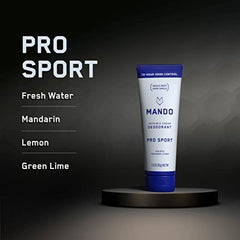 Mando Whole Body Deodorant Pro Sport packaging front view highlighting aluminum-free formula.