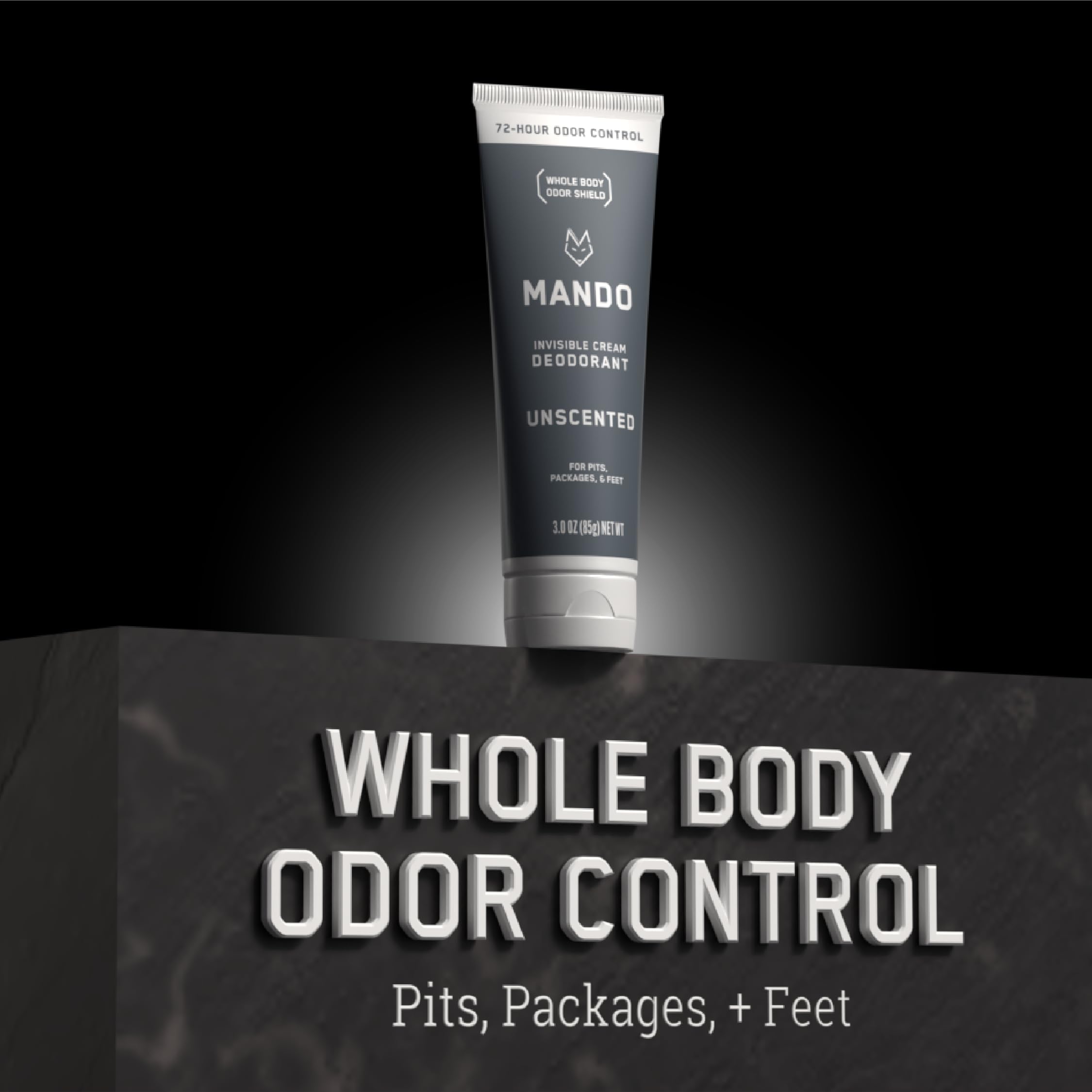 Mando skin-safe hypoallergenic formula shown for sensitive skin.