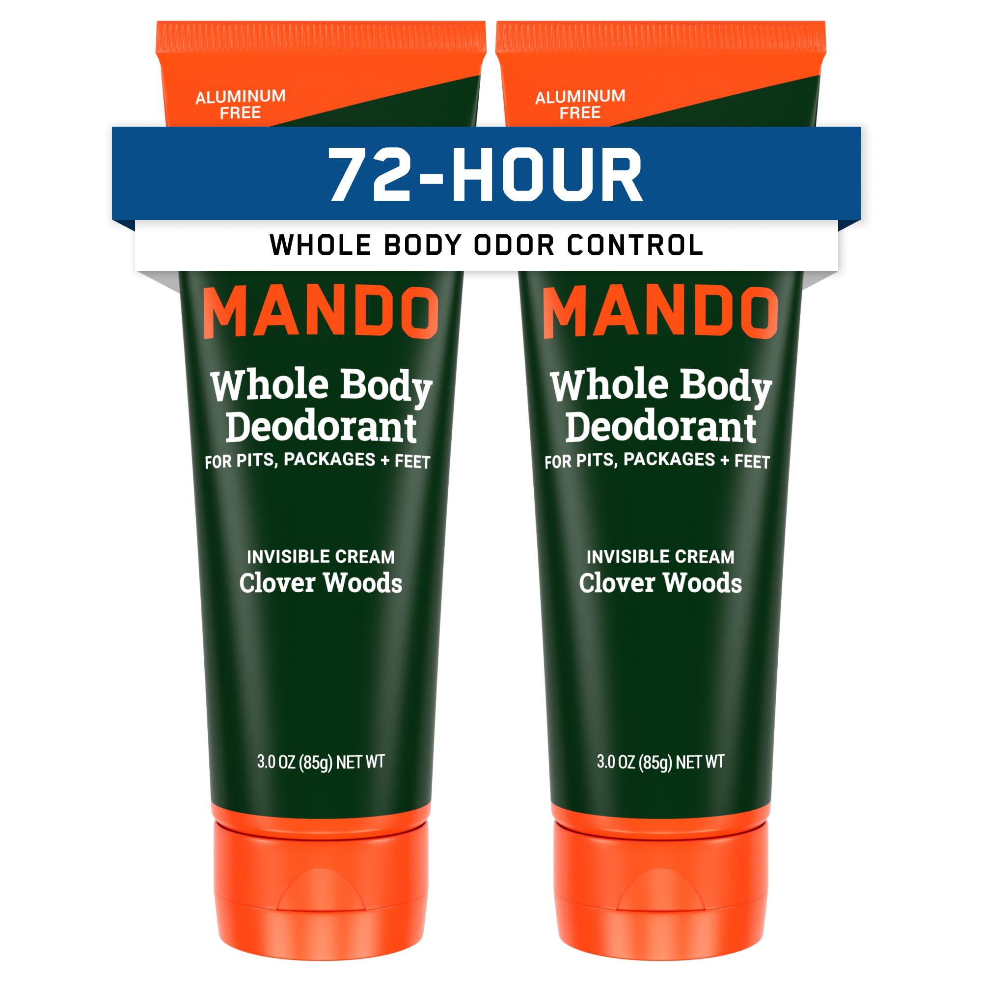 Mando whole body deodorant packaging shows aluminum-free formula for skin safety