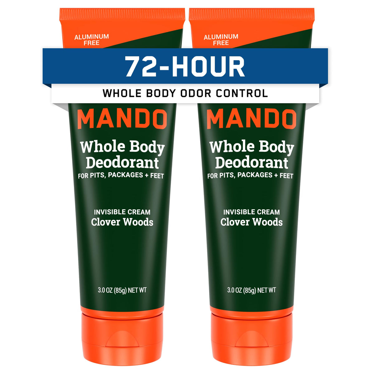 Mando whole body deodorant packaging shows aluminum-free formula for skin safety
