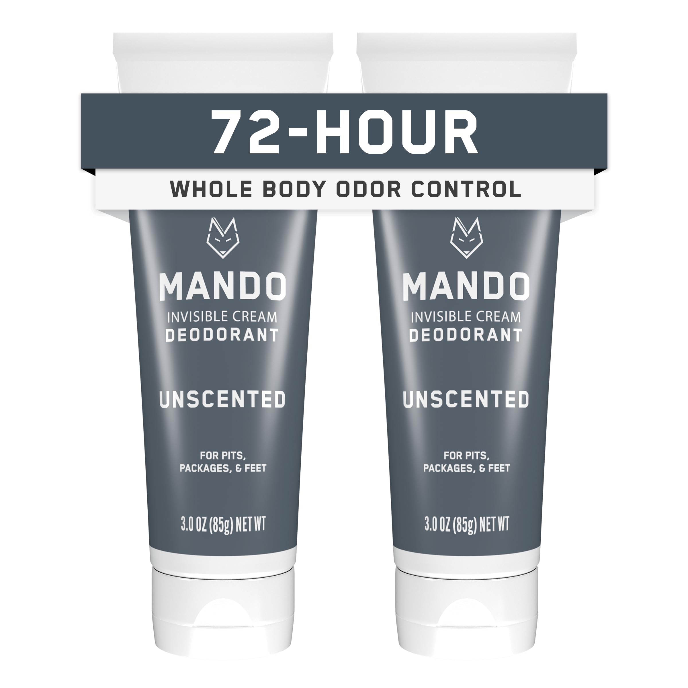 Mando packaging reveals unscented aluminum-free deodorant for all-day odor control.