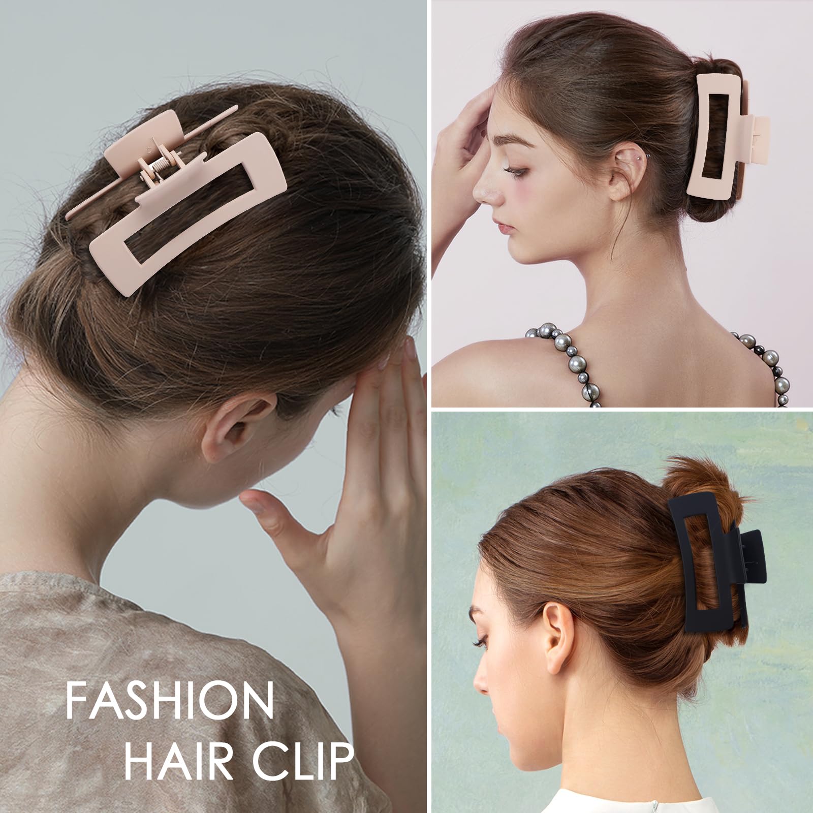 Mandydov large hair claw clip black side angle reduces hair snag