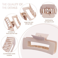 Mandydov large hair claw clip white open stance demonstrates 180° hold for thick hair