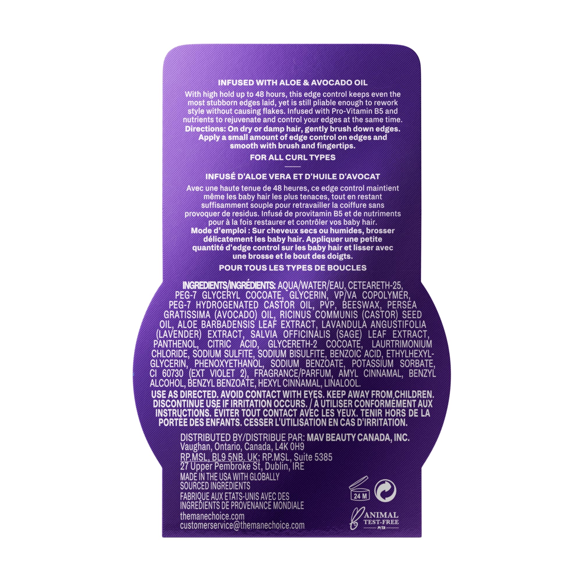Packaging box and jar of The Mane Choice Alpha 48H Edge Control