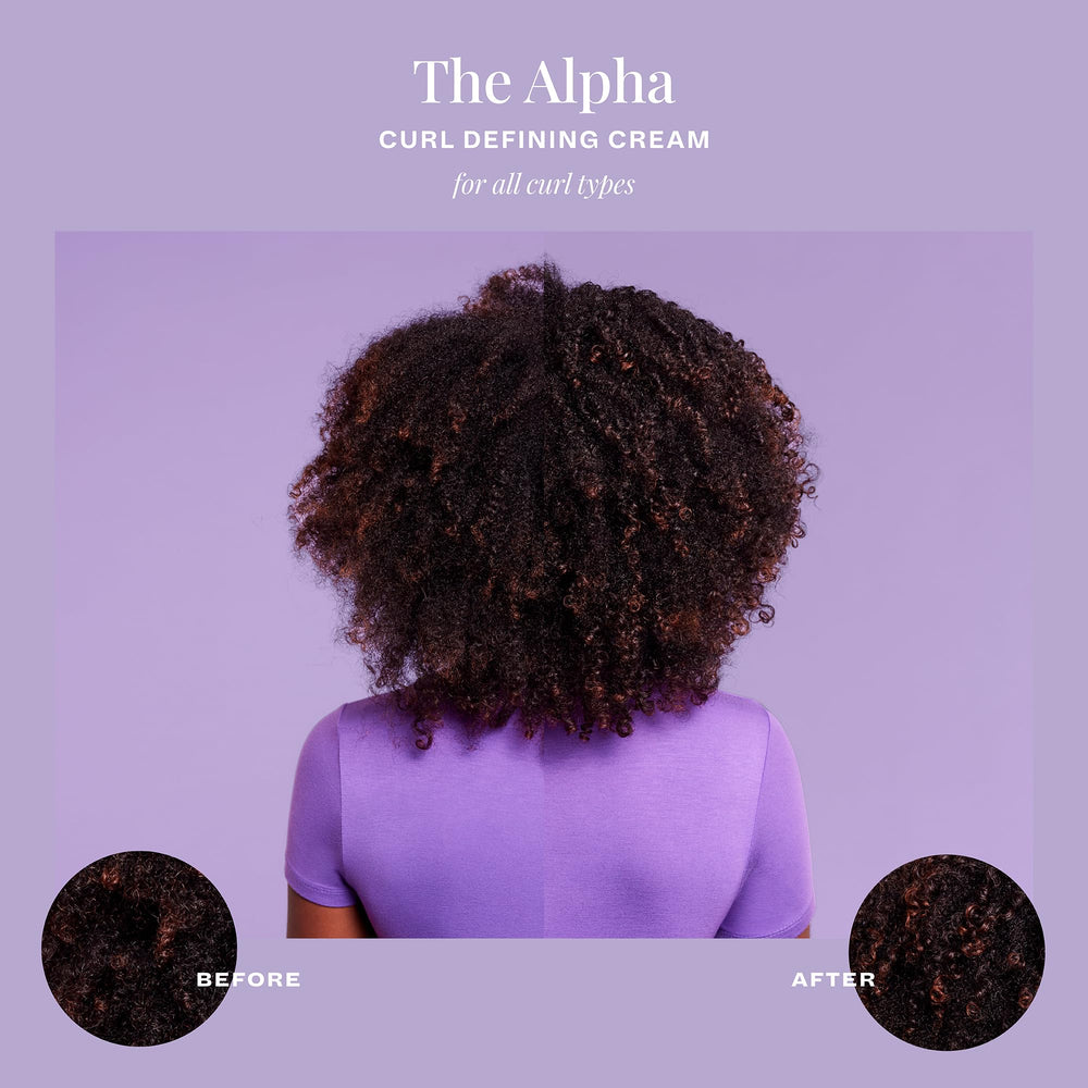 Ingredients highlight with agave nectar and avocado oil in The Mane Choice Alpha Curly cream for hydration.