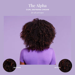 Ingredients highlight with agave nectar and avocado oil in The Mane Choice Alpha Curly cream for hydration.