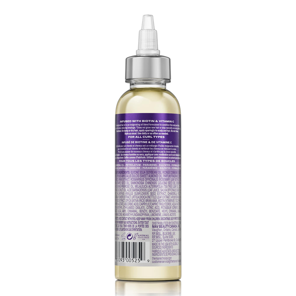 The Mane Choice blend with Jojoba and Tea Tree oils provides soothing scalp care.