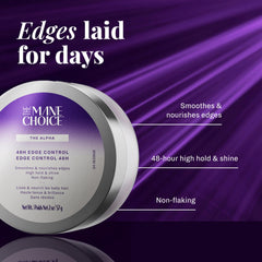 Application step showing The Alpha 48H Edge Control smoothing edges on hair