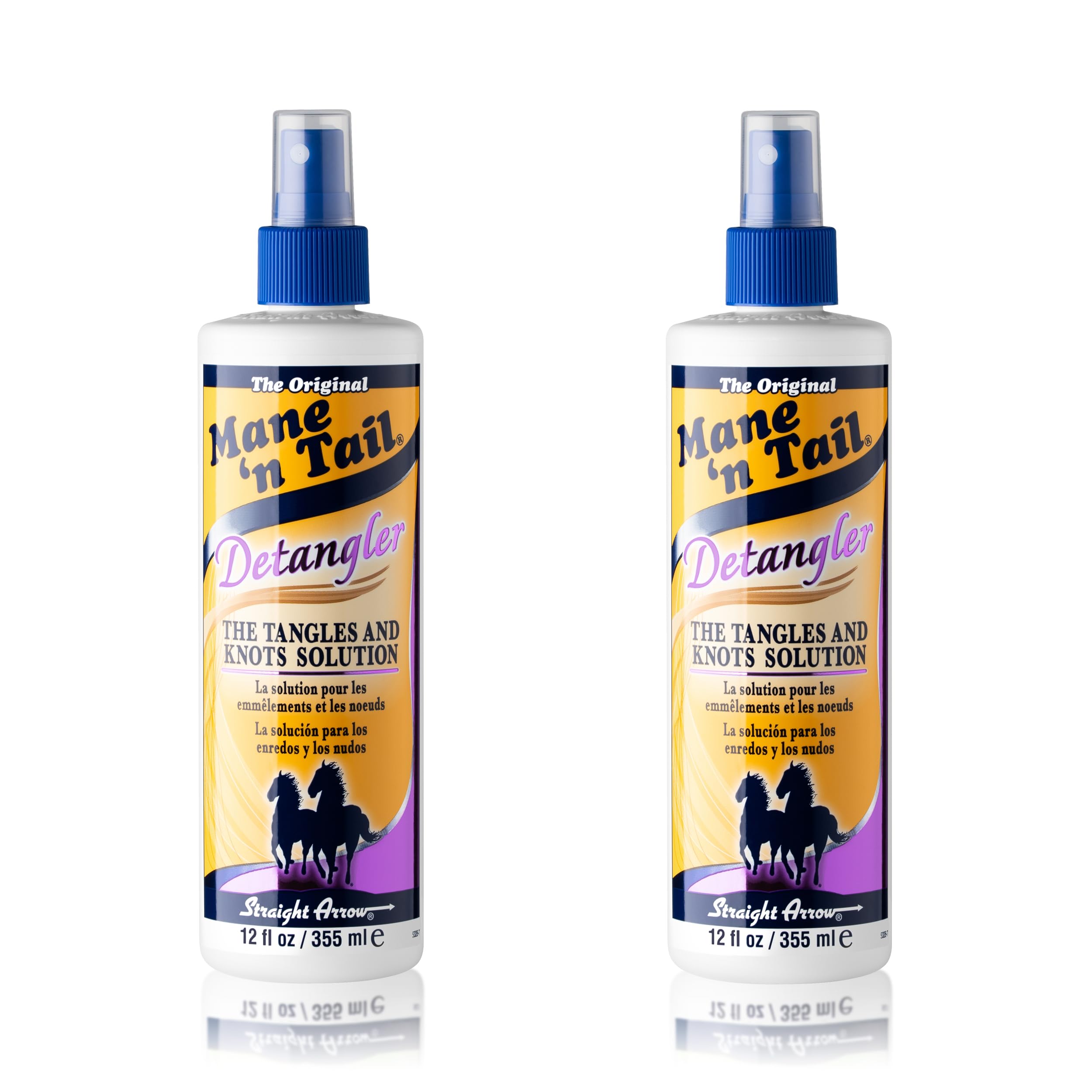 Mane 'n Tail detangler 2-pack Apple Blossom bottle enables quick detangling and smooth combing.