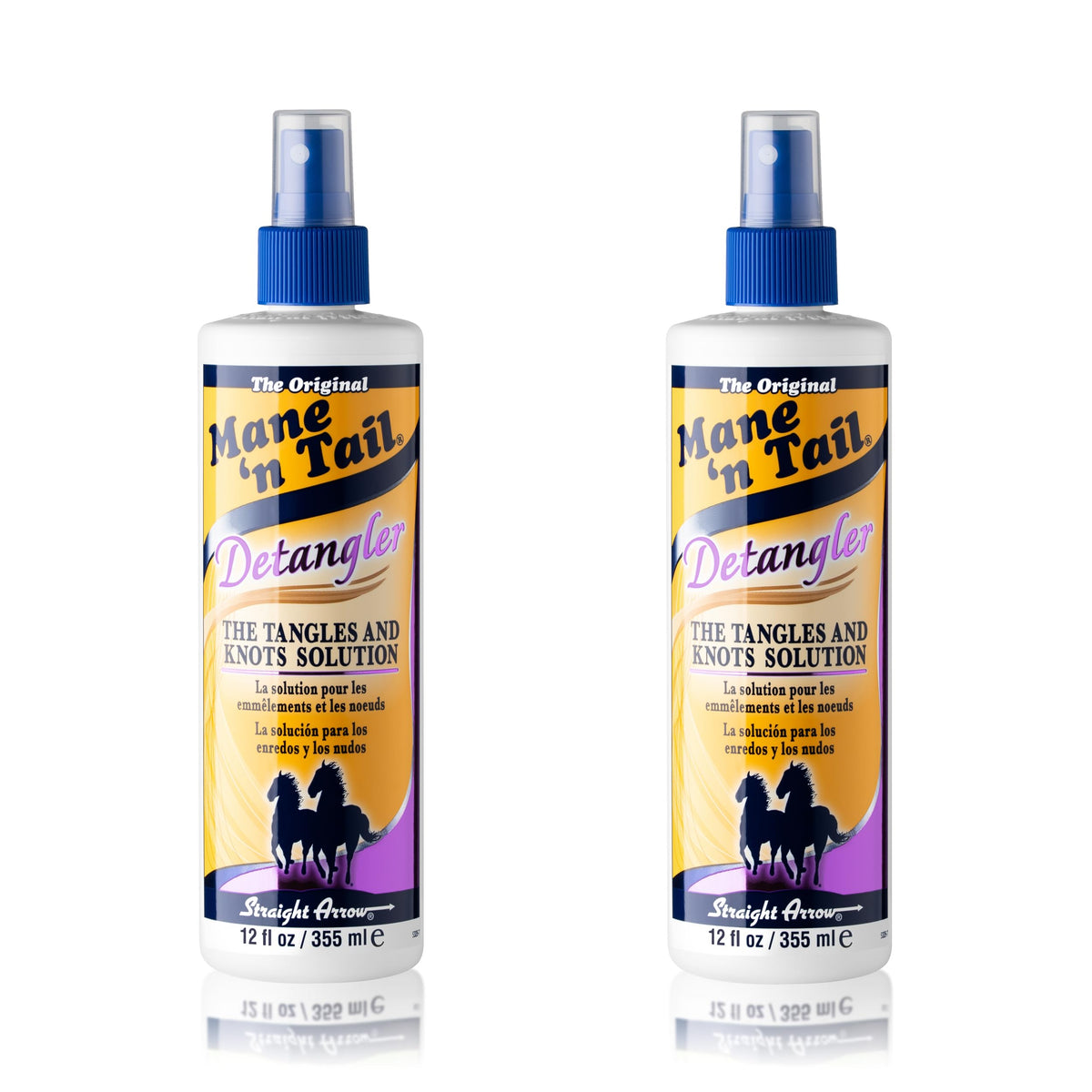 Mane 'n Tail detangler 2-pack Apple Blossom bottle enables quick detangling and smooth combing.