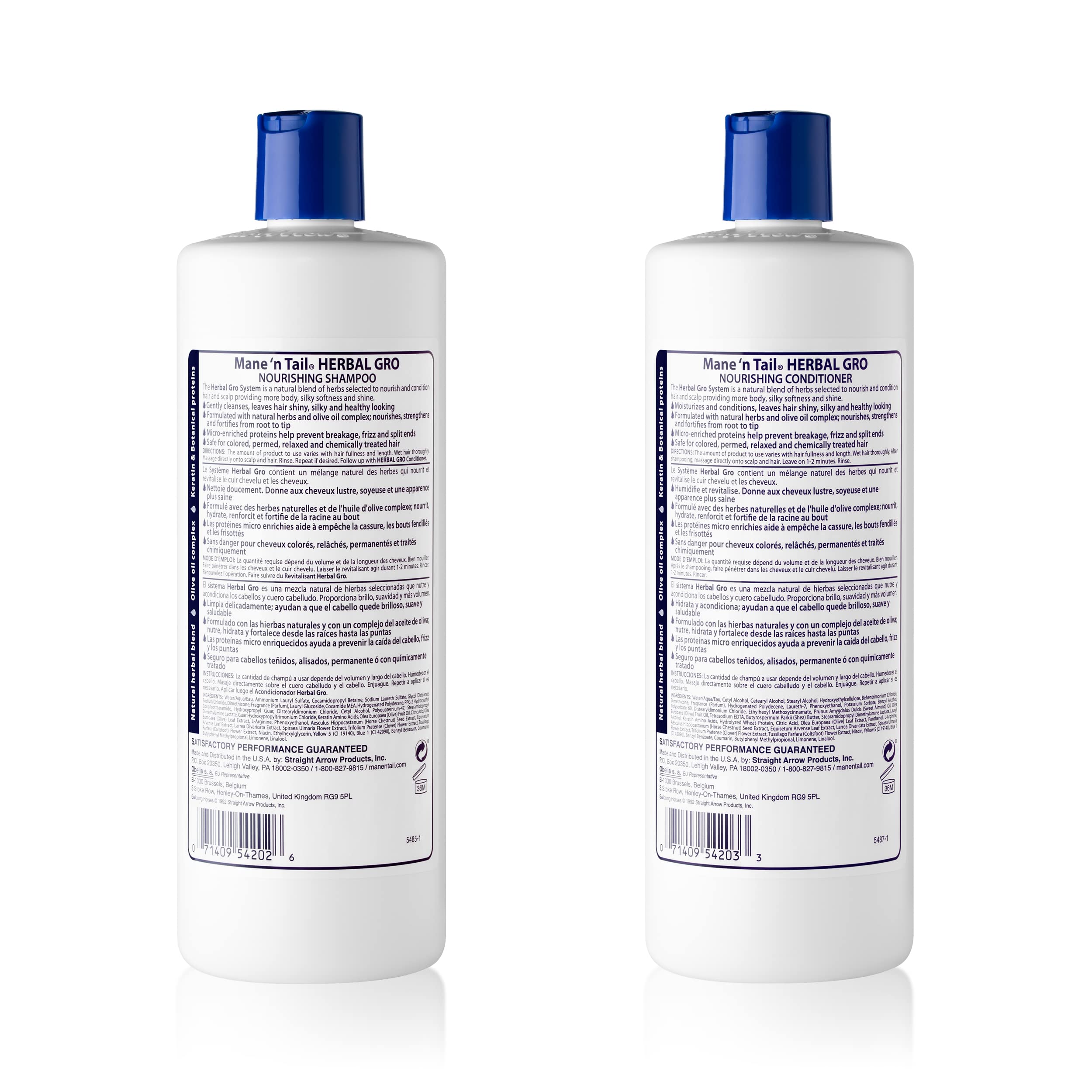 Mane 'n Tail Herbal-Gro shampoo label highlights herbal blends for refreshing cleansing.