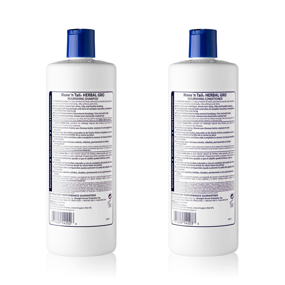Mane 'n Tail Herbal-Gro shampoo label highlights herbal blends for refreshing cleansing.