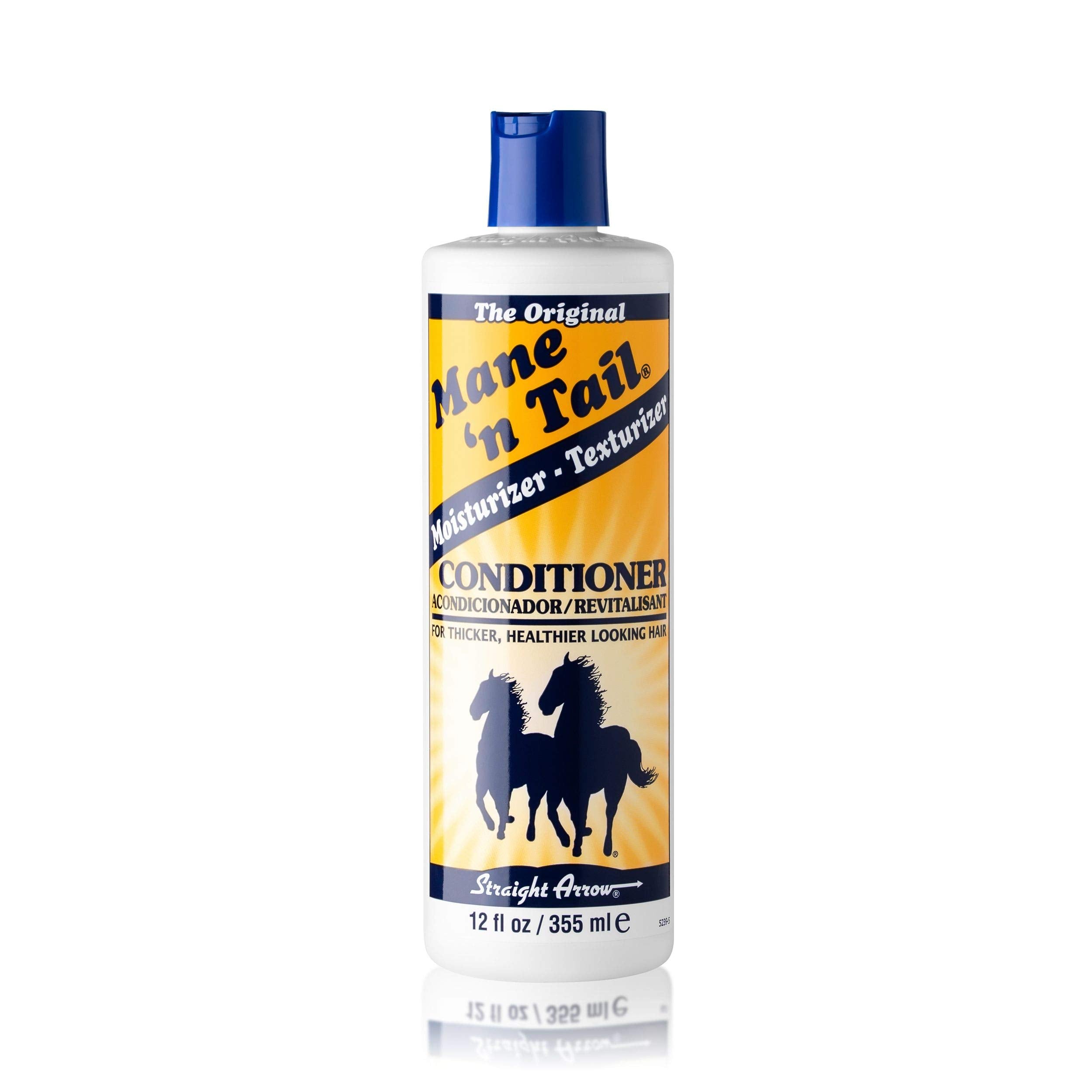 Mane 'n Tail Moisturizer Texturizer bottle closeup showing micro-enriched formula for healthier hair