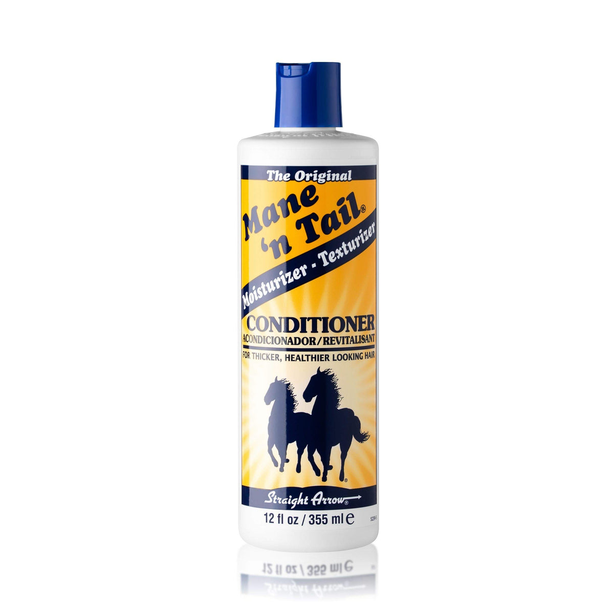Mane 'n Tail Moisturizer Texturizer bottle closeup showing micro-enriched formula for healthier hair