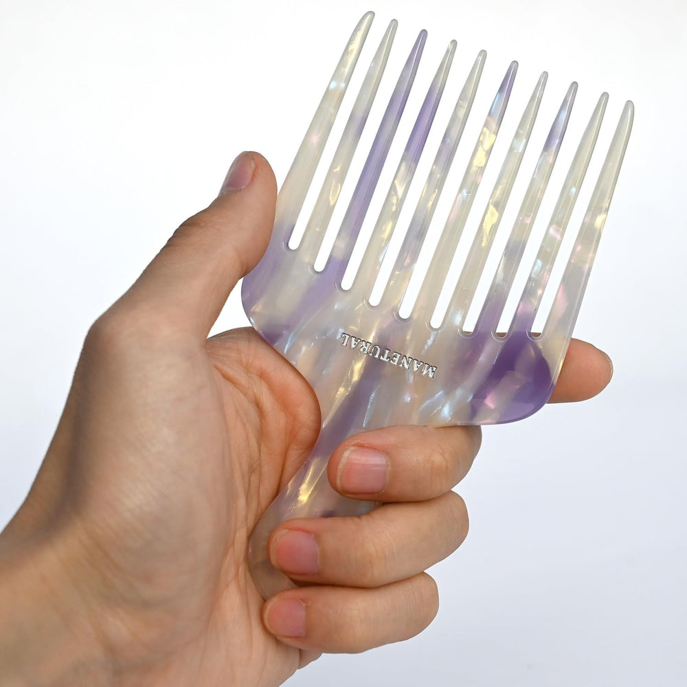 ManetURAL acetate comb wide-tooth 5.5in for easy sectioning and detangling