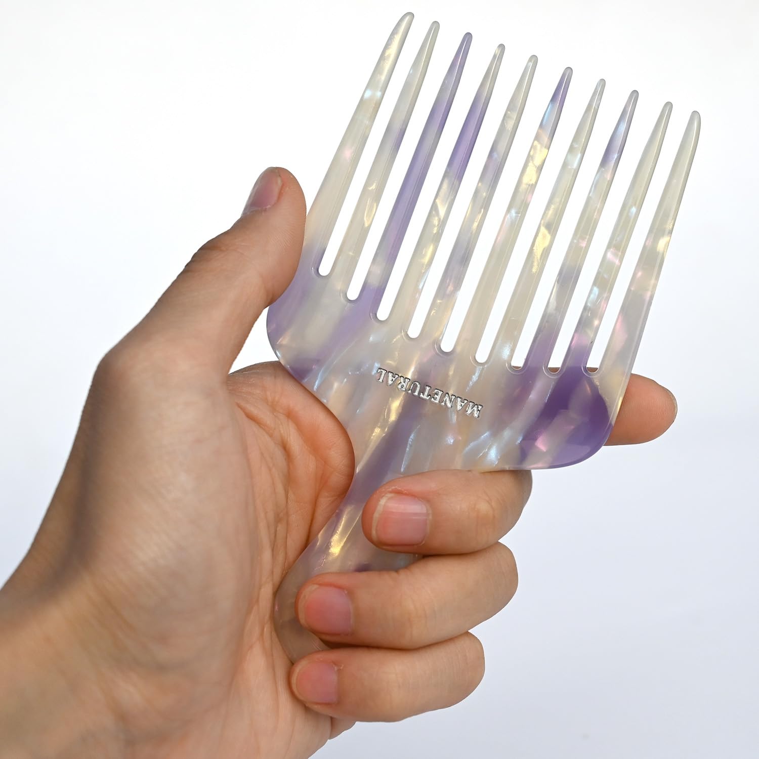 ManetURAL acetate comb wide-tooth 5.5in for easy sectioning and detangling