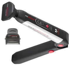 MANGROOMER Ultimate Pro Back Shaver front view with dual heads for full back coverage.
