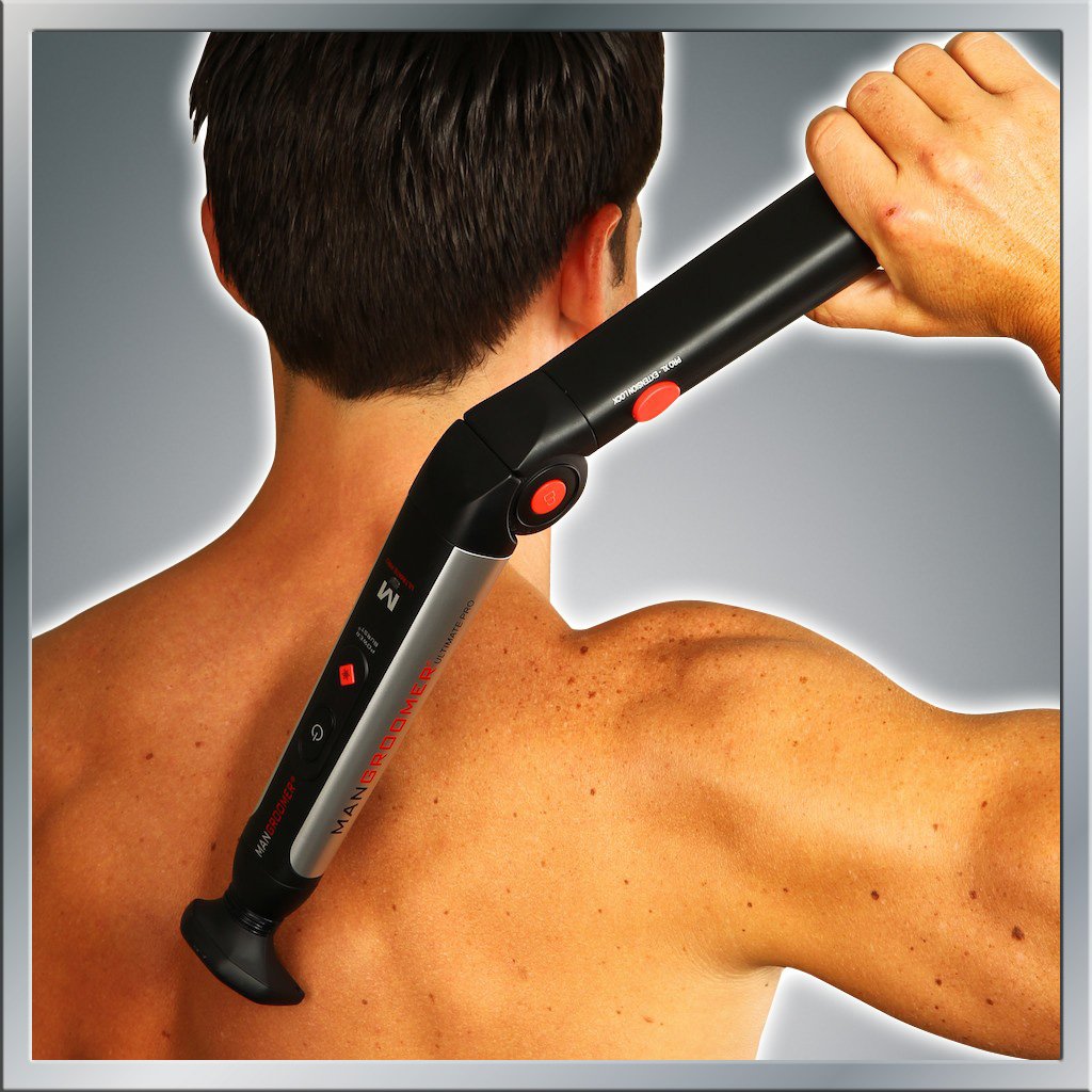 MANGROOMER Ultimate Pro Back Shaver Power Burst engages extra power for thick hair.