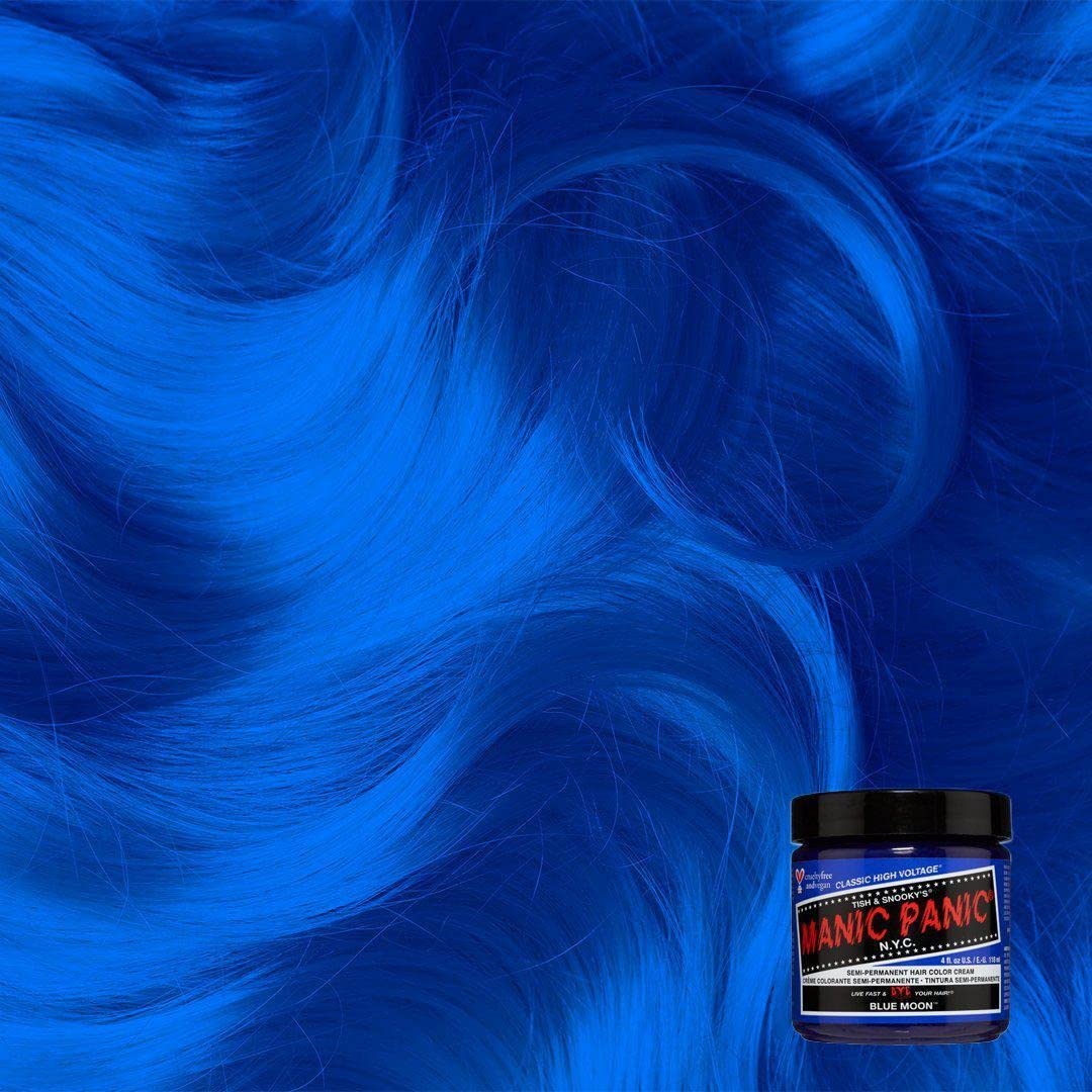 Blue Moon on pre-lightened hair achieving bright blue result