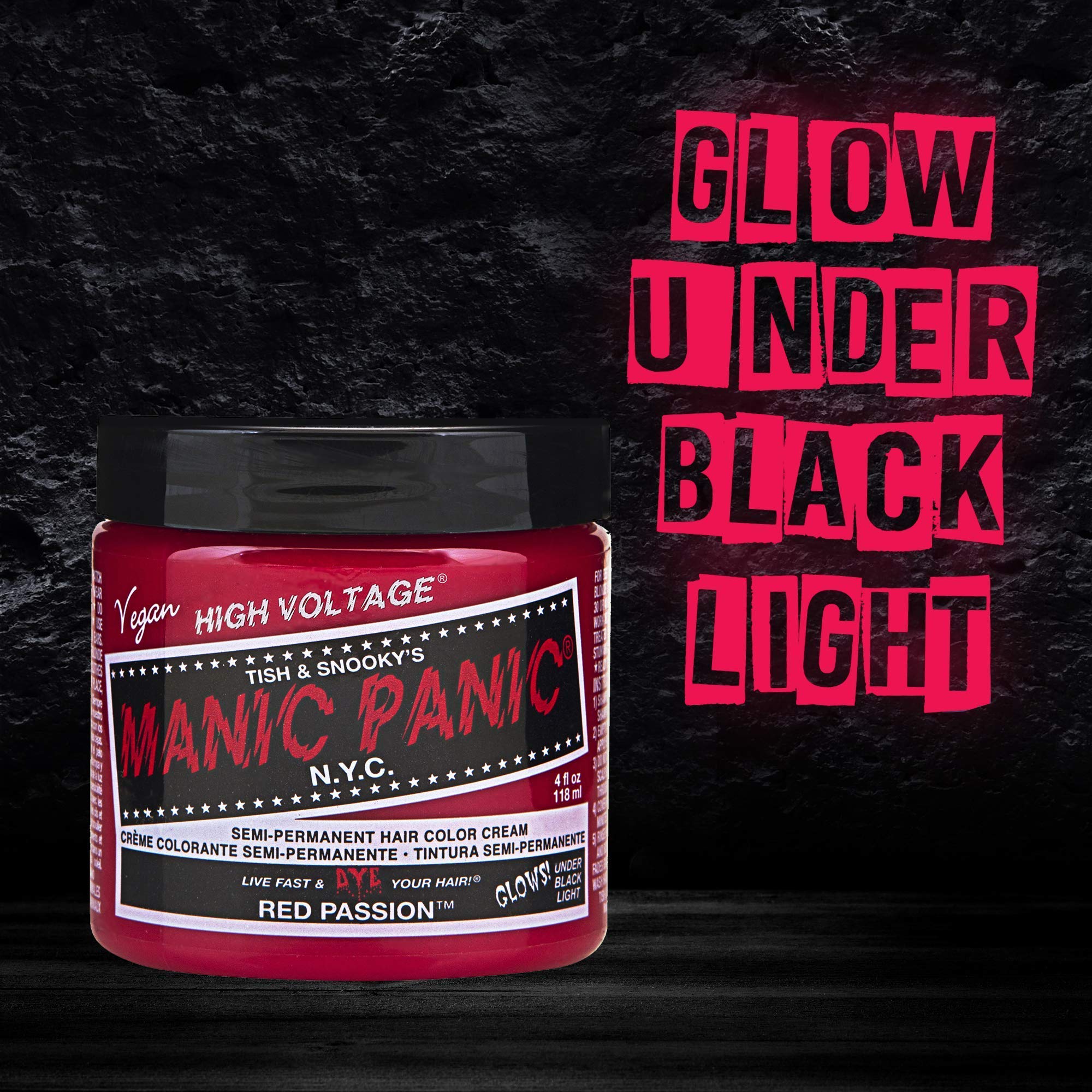 MANIC PANIC Classic Red Passion being applied to hair during a DIY color session.