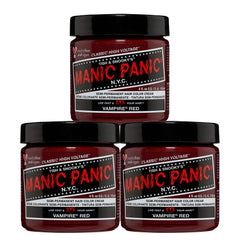 MANIC PANIC Classic Vampire Red bottle close-up highlighting bold pigment for vibrant DIY hair color.