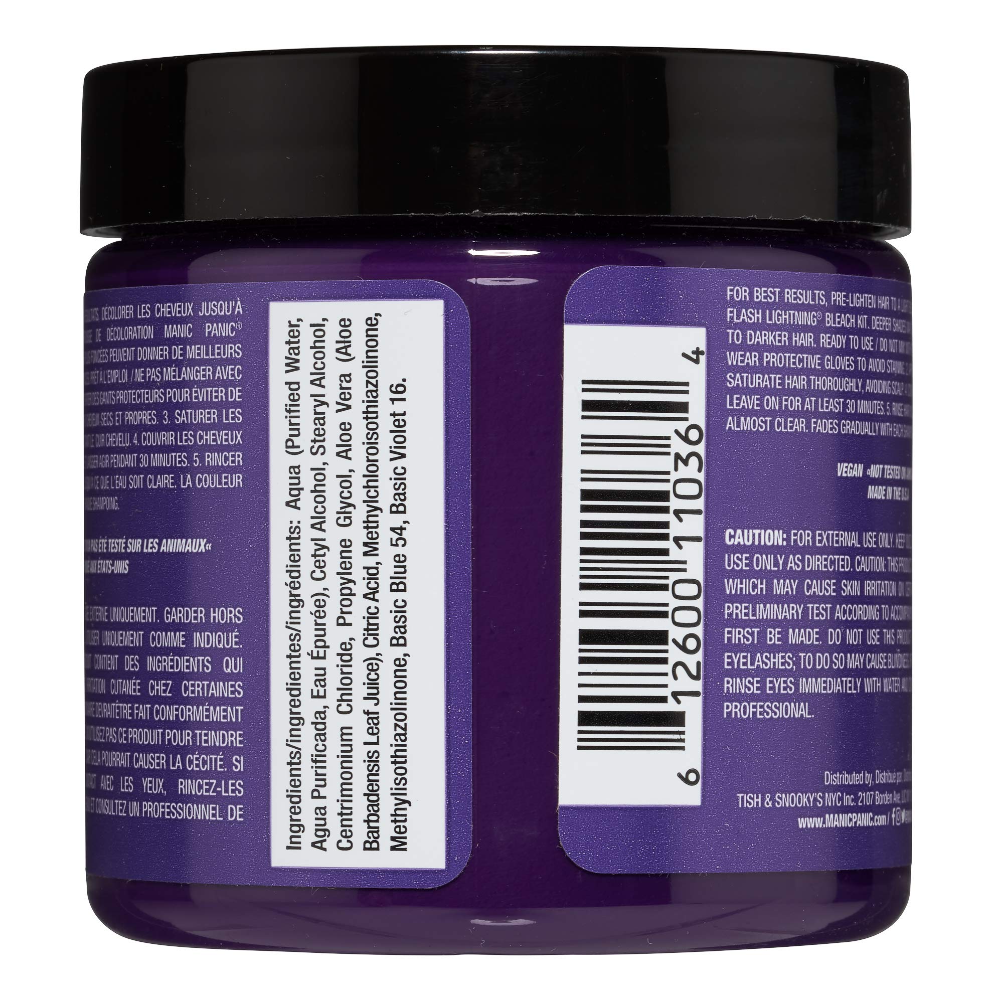 MANIC PANIC Electric Amethyst color swatches help plan vibrant looks and cross-shade blending.