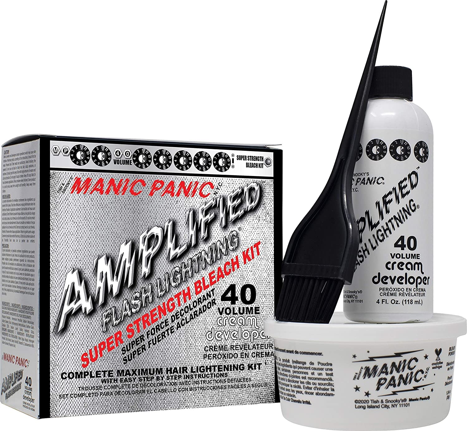 MANIC PANIC Flash Lightning kit box for at-home hair lightening up to 7 levels.