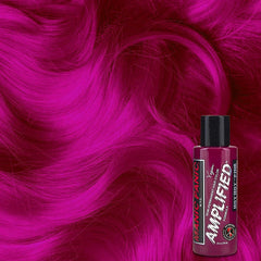 MANIC PANIC Hot Hot Pink Amplified neon hair on model glows under blacklight