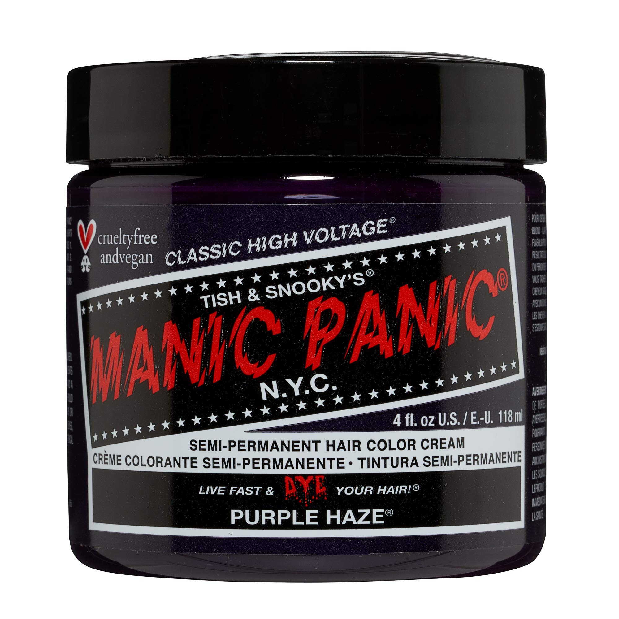 MANIC PANIC Purple Haze bottle showing warm dark purple shade for bold color