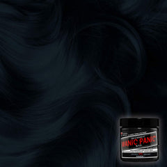 MANIC PANIC Raven pre-lightened-hair-result showing deep, vibrant shade after application.