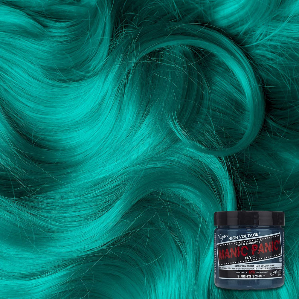 MANIC PANIC Siren's Song on a hair strand for bright color result.