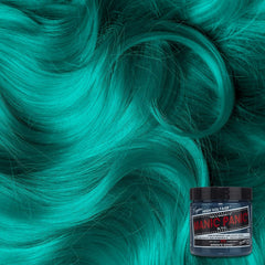 MANIC PANIC Siren's Song on a hair strand for bright color result.