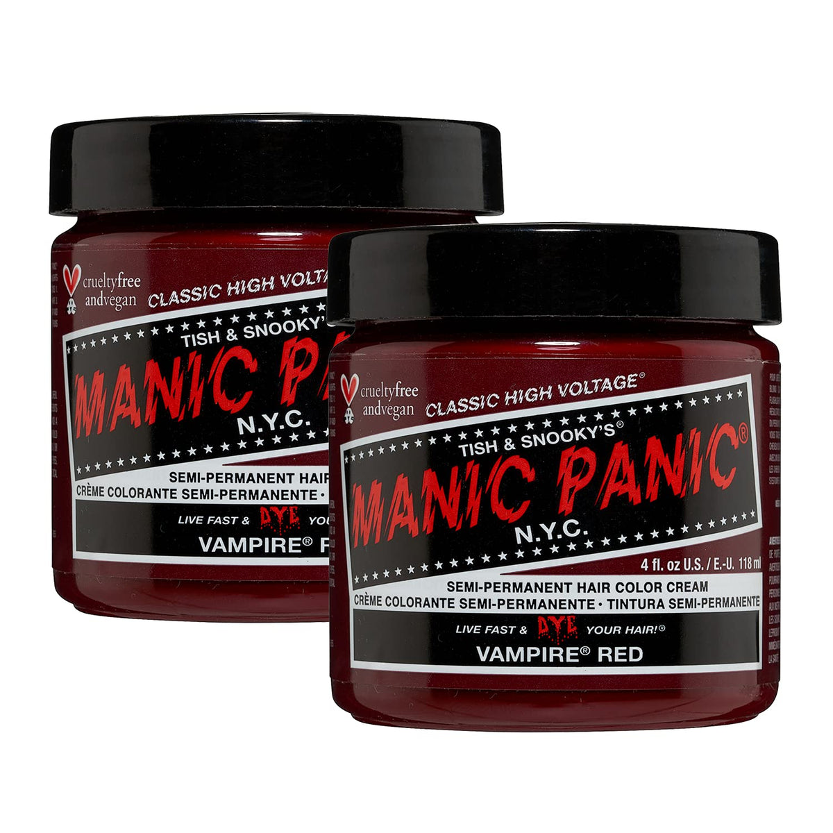 MANIC PANIC Vampire Red bottle shows deep vibrant color for DIY color experiments