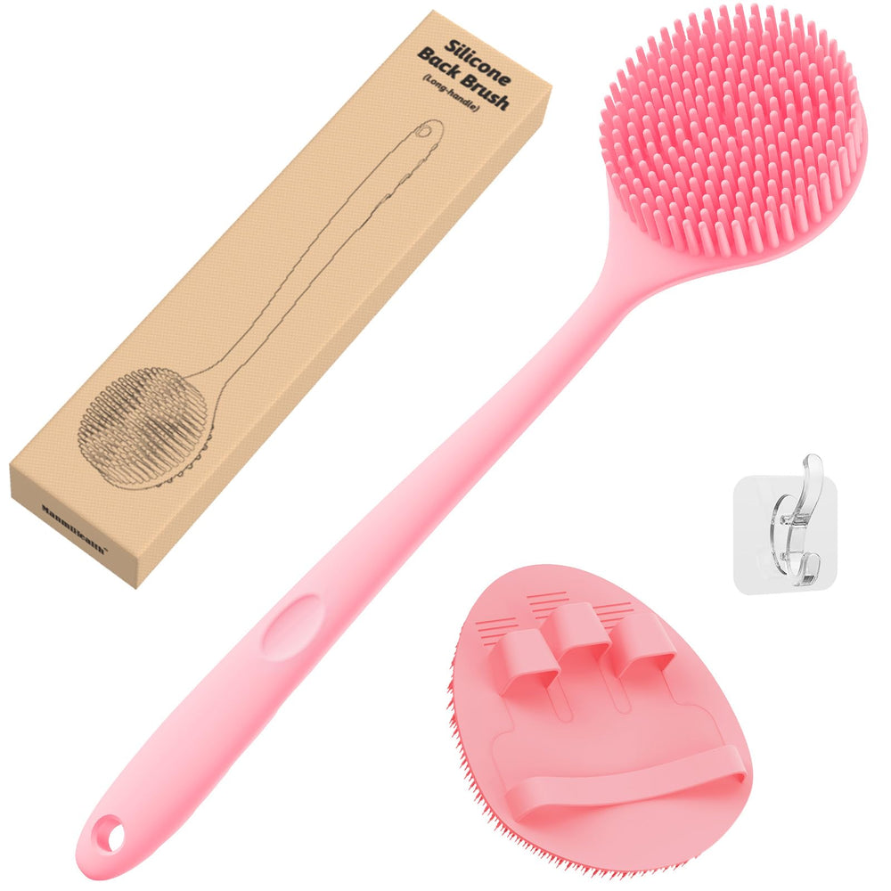 Manmihealth silicone back scrubber with thick bristles for deep cleaning and massage.