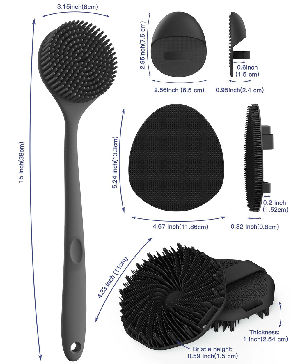 Manmihealth silicone scalp massager with soft bristles for thorough cleansing and relaxing massage.