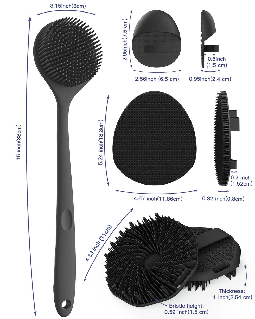Manmihealth soft bath glove with high-low bristles for rich lather and gentle exfoliation