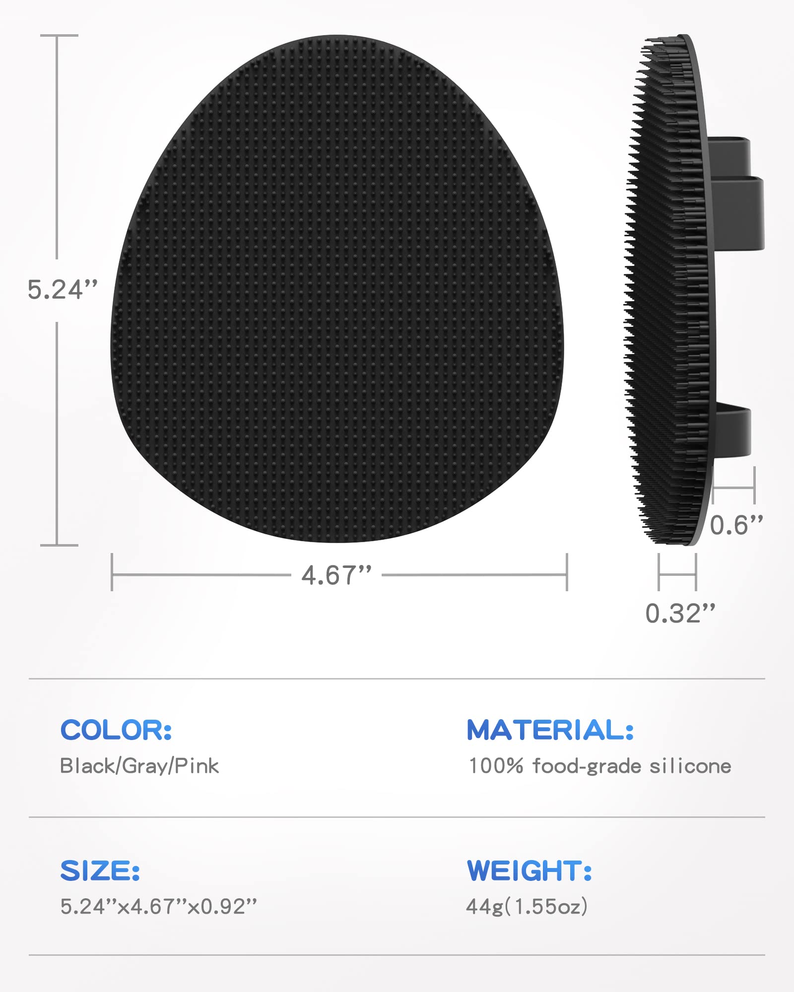 Manmihealth soft silicone shower brush worn as glove enhances cleansing reach.