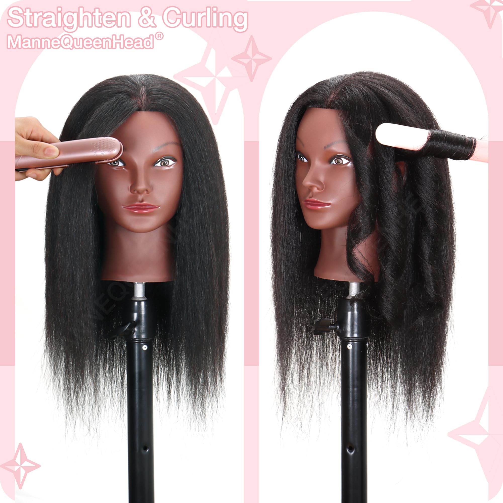 MannequeenHead braiding practice session with realistic human hair