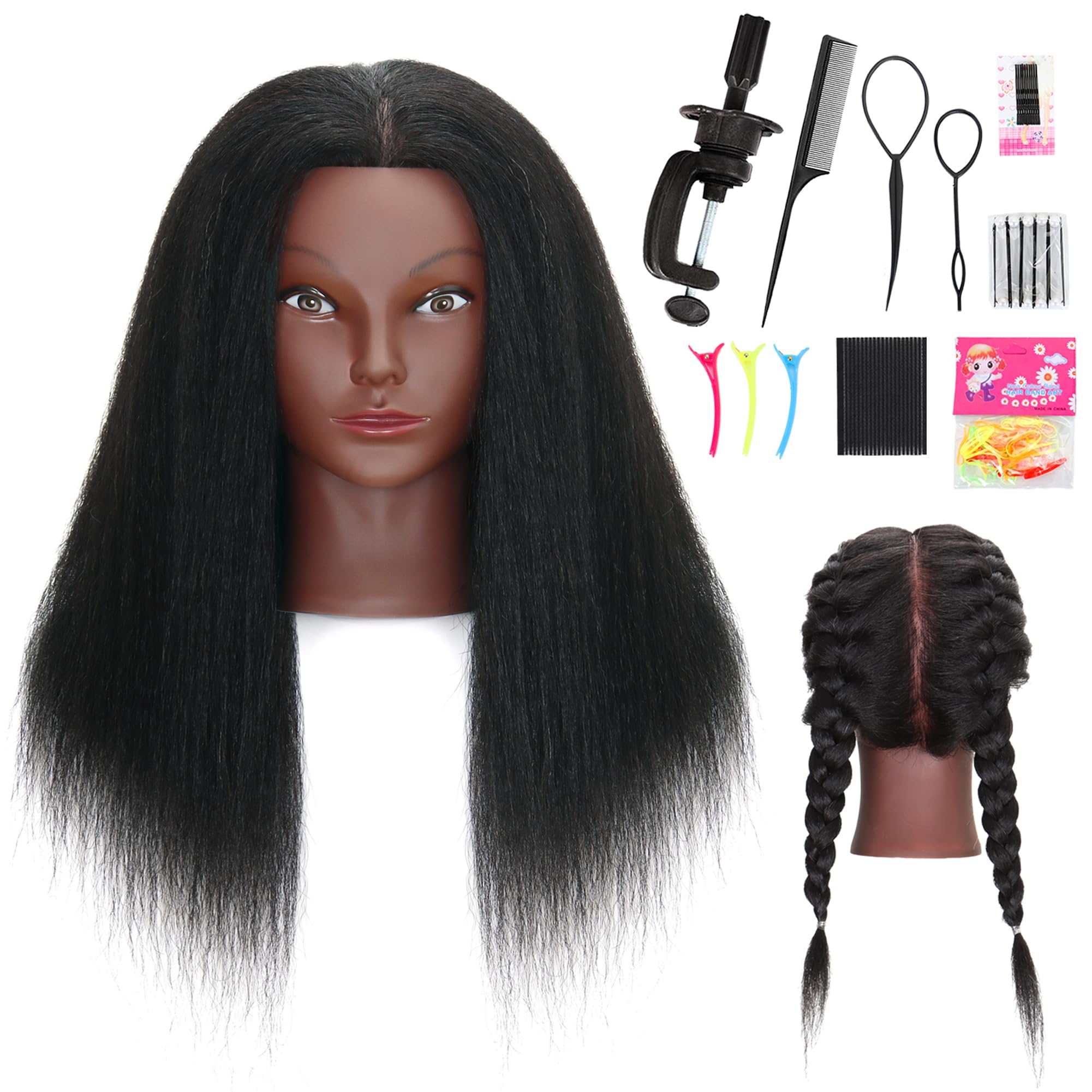 MannequeenHead full hair mannequin head for realistic braiding practice
