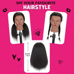 MannequeenHead hair-styling tools pack ready for braiding and color practice.