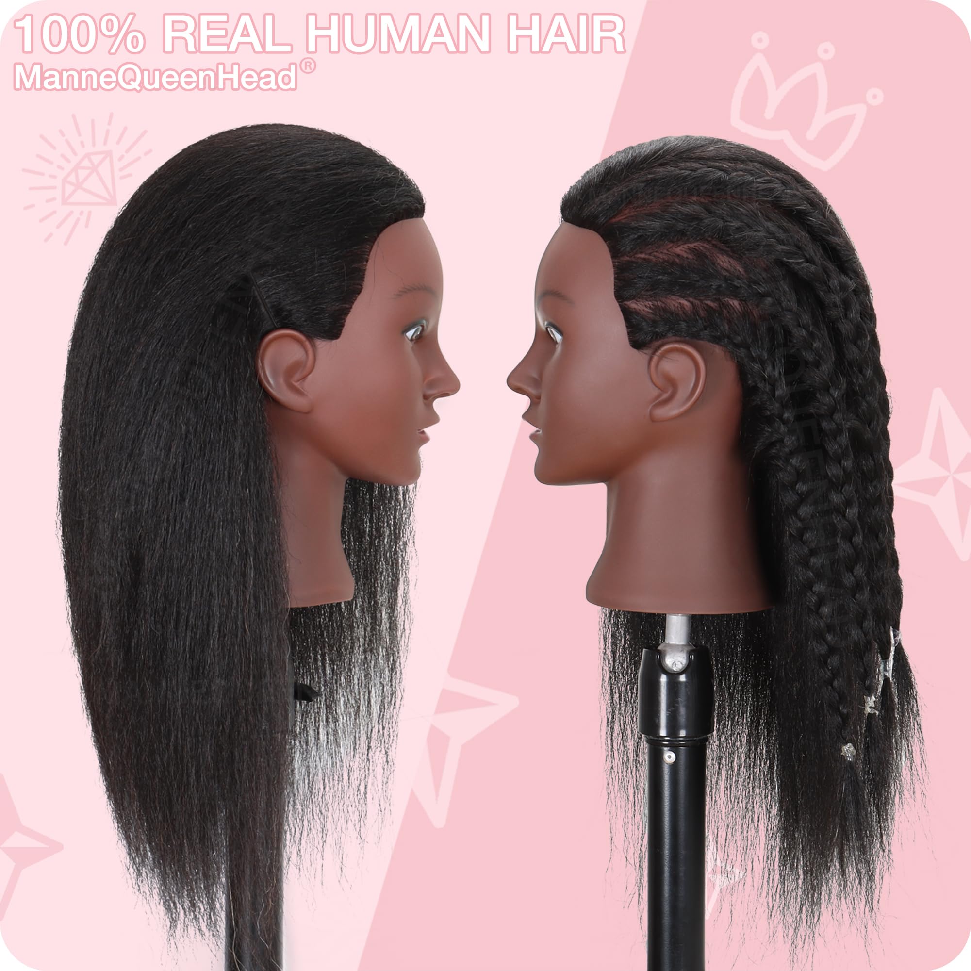 MannequeenHead 100-percent-human-hair closeup for styling texture