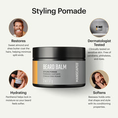 MANSCAPED Beard Balm in hands during application for smooth, controlled beard shaping.